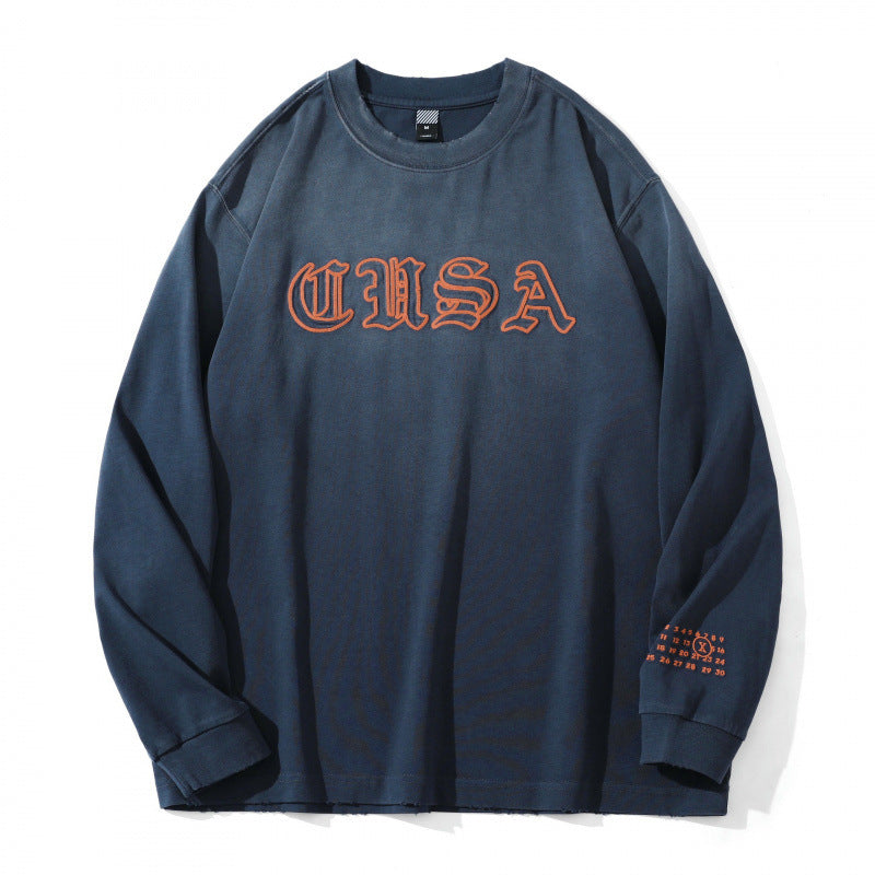 Unisex Oversize-Longsleeve Sweatshirt mit Gothic-Logo-Stick und washed Finish Drune