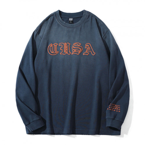Unisex Oversize-Longsleeve Sweatshirt mit Gothic-Logo-Stick und washed Finish Drune