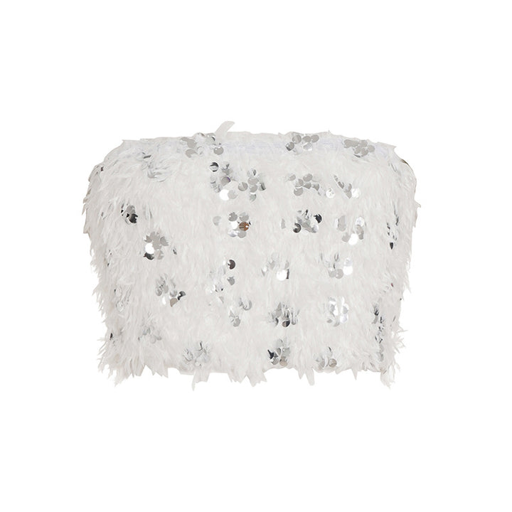 Damen Spitzen-Crop-Top mit glitzernden Pailletten Drune