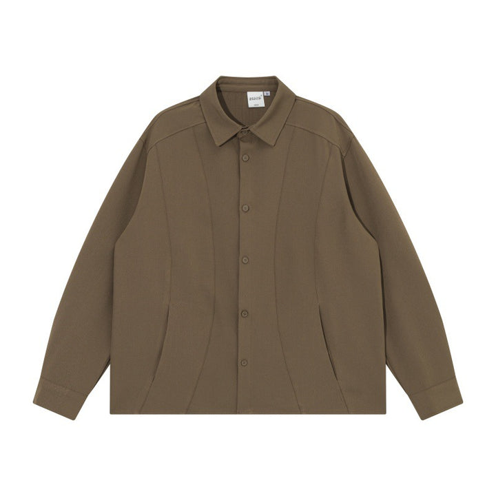 Unisex Boxy Hemdjacke mit minimalistischen Teilungsnähten und verdeckten Eingrifftaschen Drune