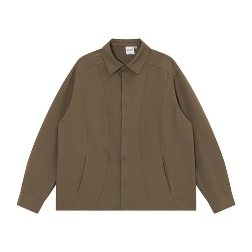 Unisex Boxy Hemdjacke mit minimalistischen Teilungsnähten und verdeckten Eingrifftaschen Drune