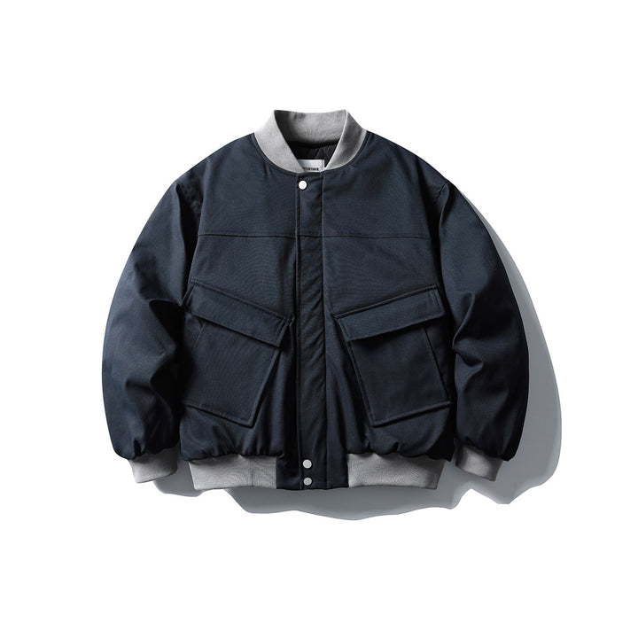 Unisex Kurzboxy wattierte Bomberjacke im Utility‑Look mit Rippenkragen Drune