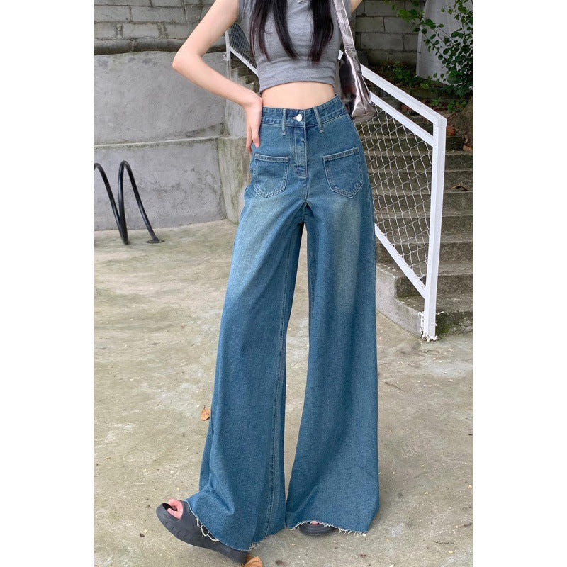 Damen Weitgeschnittene Hochtaillierte Jeans Drune