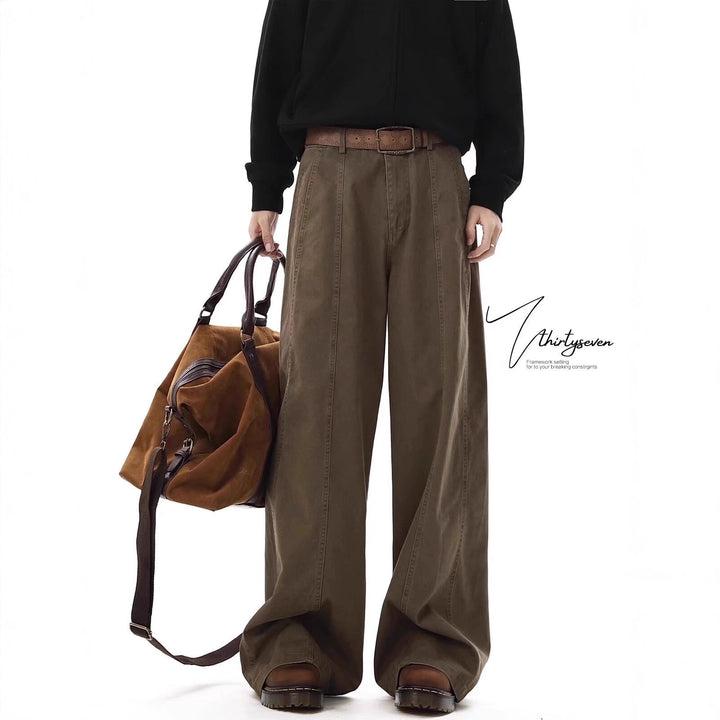 Damen Weitgeschnittene Hose mit Bundfalten Drune