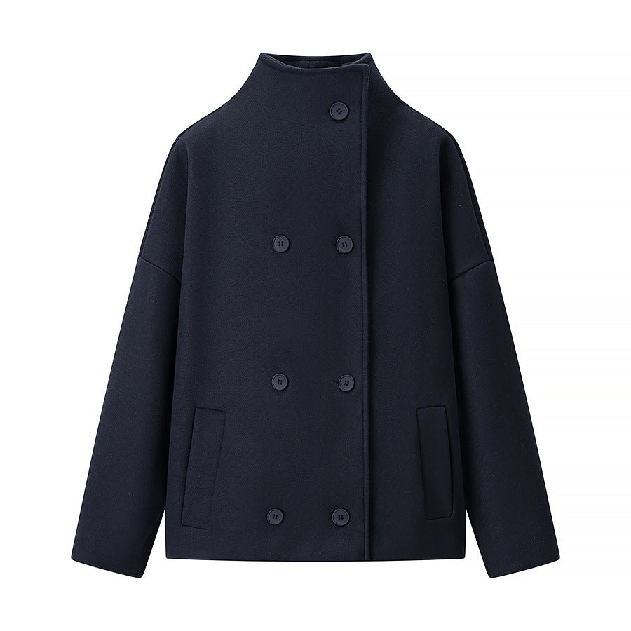 Damen Boxy Wollmix-Cabanjacke mit Stehkragen und überschnittenen Schultern Drune
