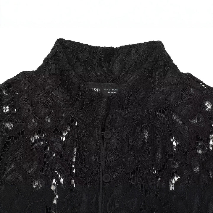 Damen Kurze Spitzenjacke mit Stehkragen und Knopfleiste Drune