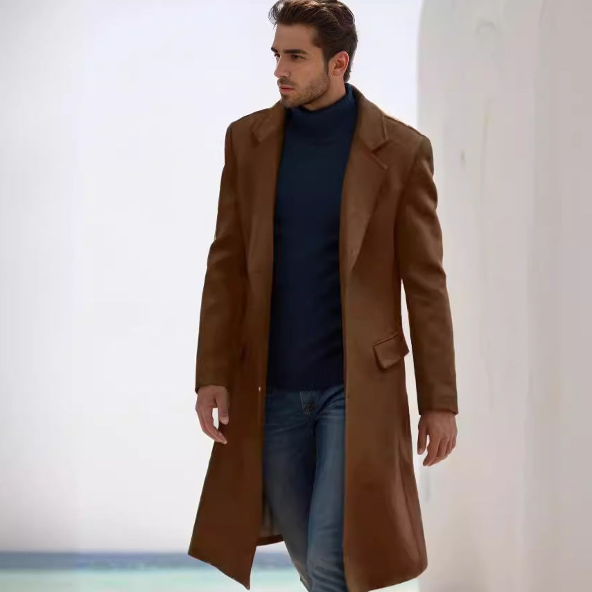 Herren eleganter klassischer Langmantel Drune