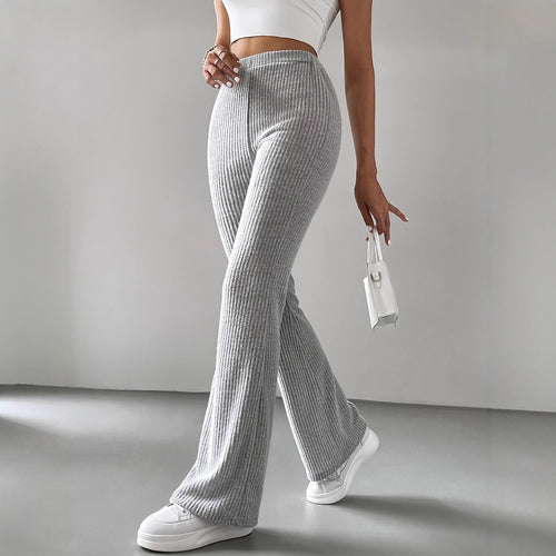 Damen Strickhose mit weitem Bein und Rippstruktur Drune