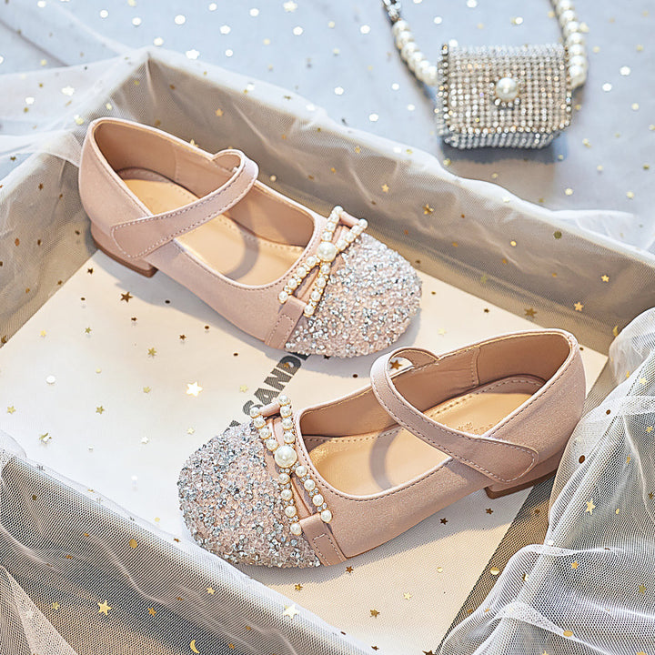 Mädchen Ballerinas mit Perlenschmuck und Glitzer Drune