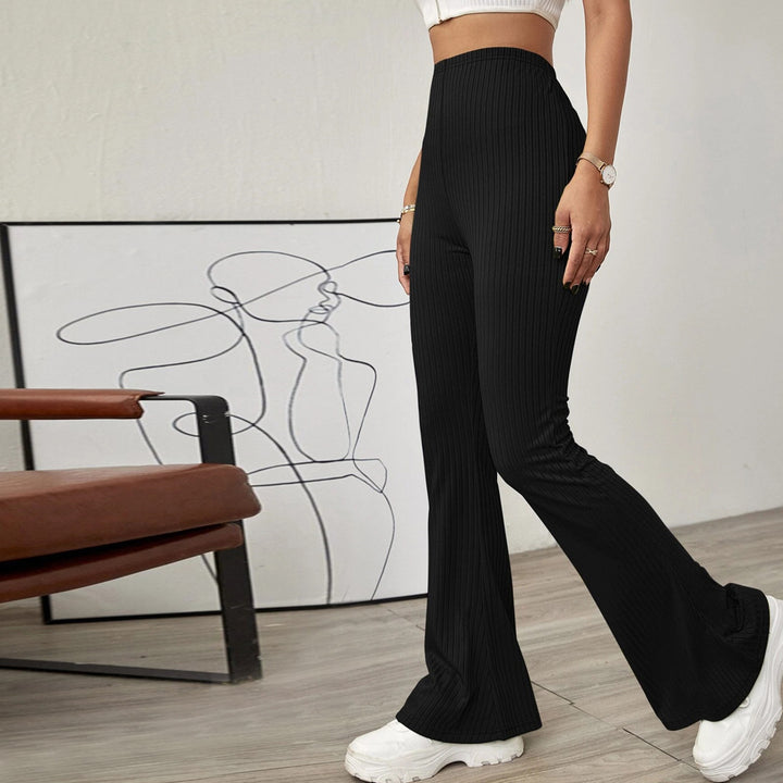 Damen hochtaillierte gerippte Schlaghose aus stretch‑Jersey Drune