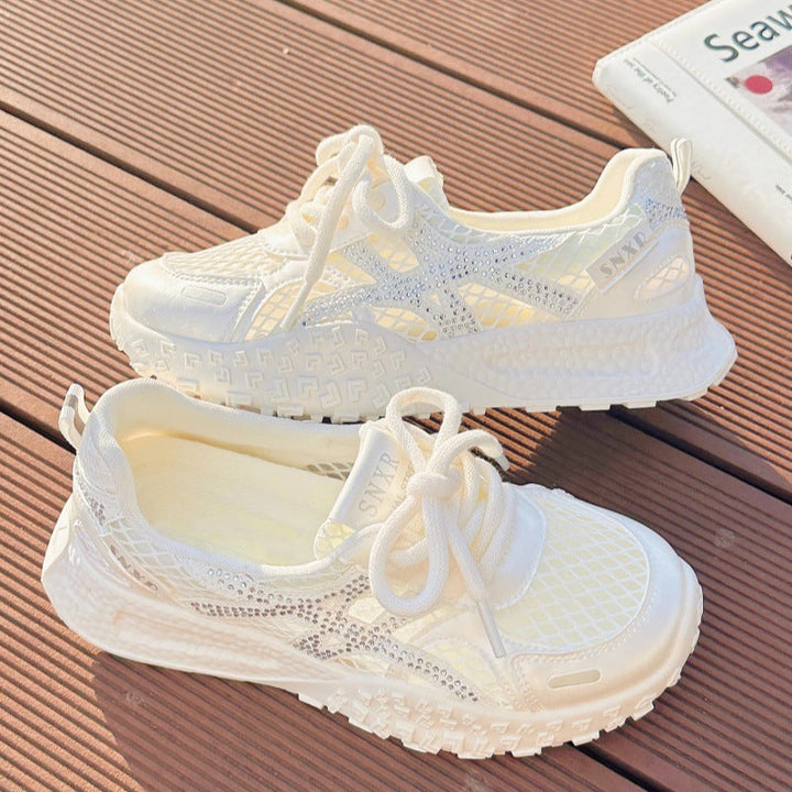 Damen Sportliche Sneaker mit atmungsaktivem Netzdesign und funkelnden Akzenten Drune