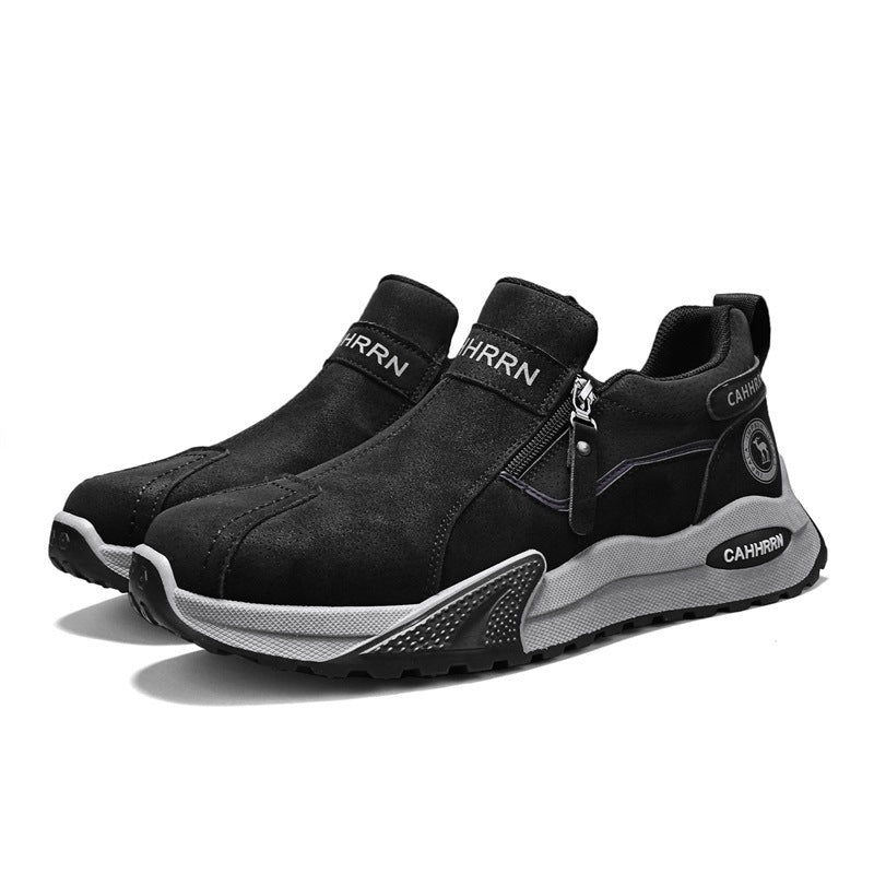 Herren robuste Outdoor-Sneaker mit seitlichem Reißverschluss, gepolstertem Knöchelkragen und griffiger Profilsohle Drune