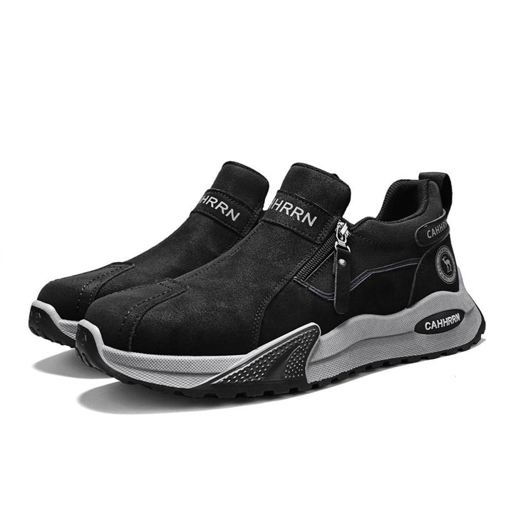 Herren robuste Outdoor-Sneaker mit seitlichem Reißverschluss, gepolstertem Knöchelkragen und griffiger Profilsohle Drune