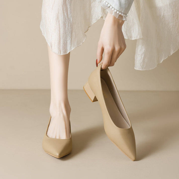 Damen elegante Pumps mit spitzem Zehenbereich und komfortablem Blockabsatz Drune