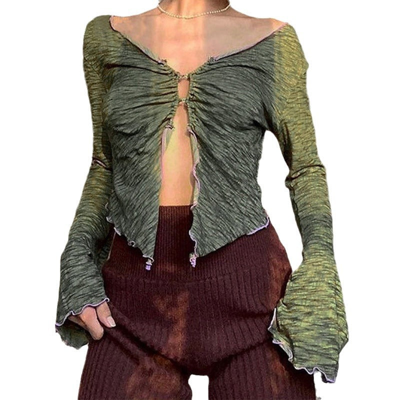 Damen Langarmshirt mit asymmetrischem Ausschnitt und detailverliebtem Cut-Out Drune