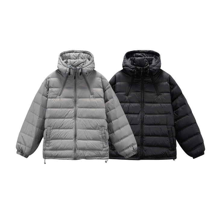 Herren Boxy-Pufferjacke mit hoher Stehkapuze, doppeltem Frontreißverschluss und Tunnelzug Drune
