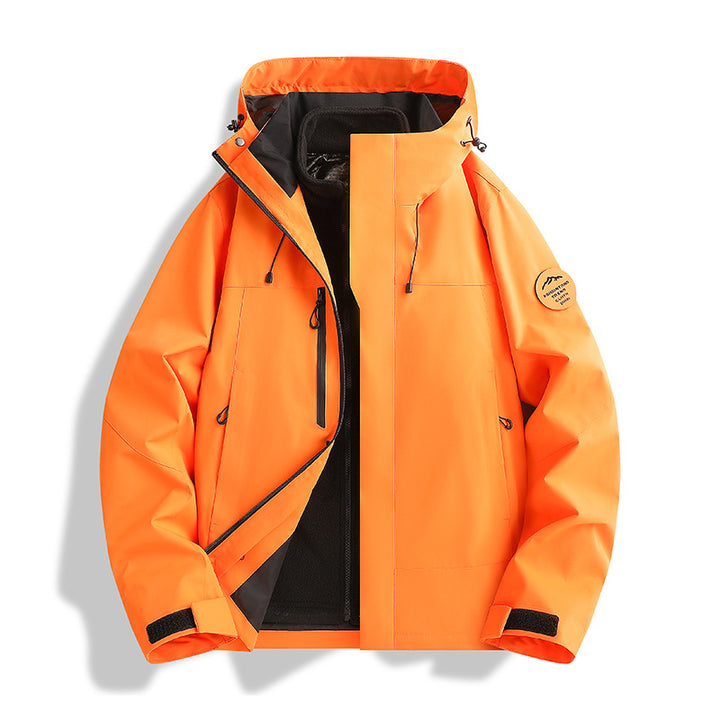 Herren Atmungsaktive, Wasserdichte Softshell-Jacke mit Fleecefutter und Kapuze Drune