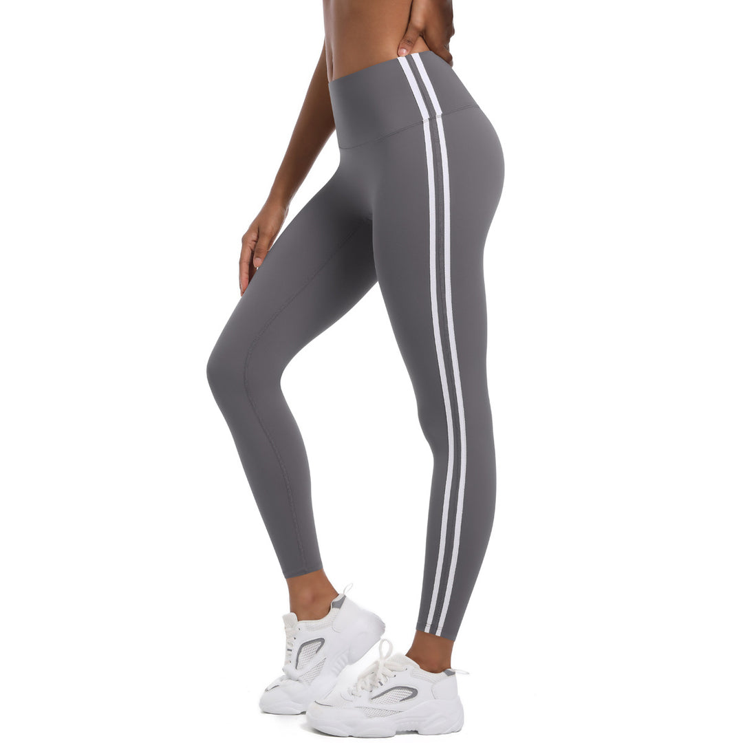 Damen Hochtaillierte Sportleggings mit atmungsaktivem Material und seitlichen Streifen Drune