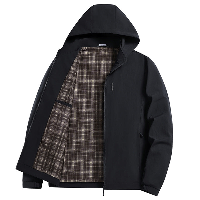 Herren Kapuzen-Softshelljacke mit kariertem Innenfutter, windabweisend und leicht gefüttert Drune