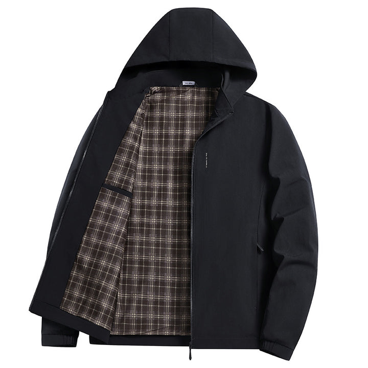 Herren Kapuzen-Softshelljacke mit kariertem Innenfutter, windabweisend und leicht gefüttert Drune