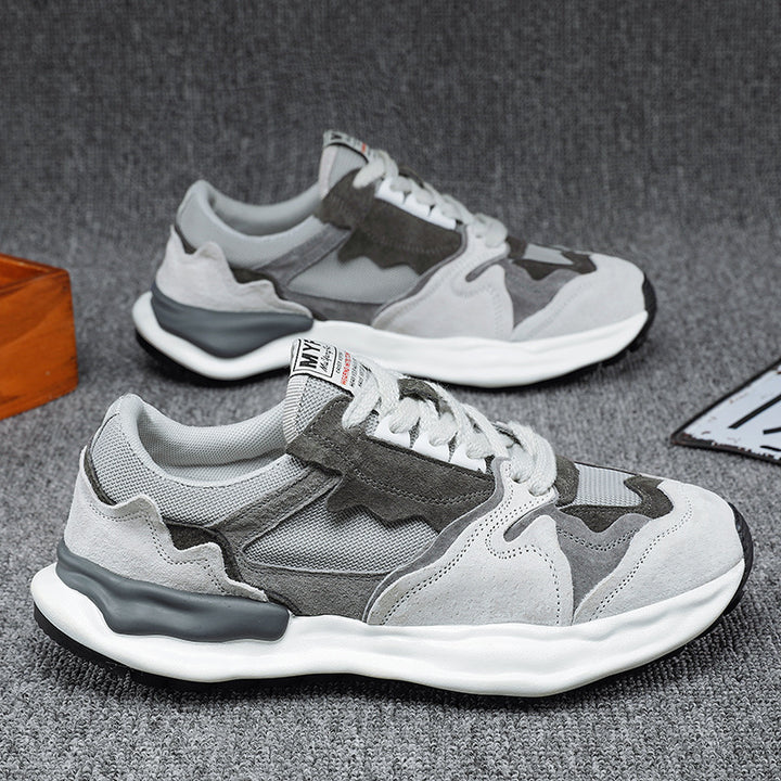 Herren retro-inspirierte Komfort-Sneaker mit Wildleder- und Mesh-Mix, gedämpfter Wellenlaufsohle und gepolstertem Knöchelkragen Drune