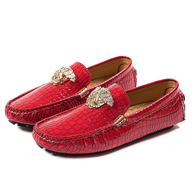 Damen lackierte Mokassin-Fahrerhalbschuhe mit Krokoprägung, weichem Lederfutter und profilierter Noppenlaufsohle Drune