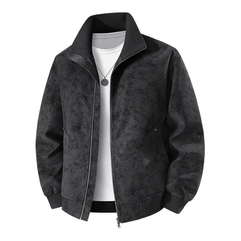 Herren Velours‑Imitat Bomberjacke mit Stehkragen, Thermofutter & Reißverschluss Drune