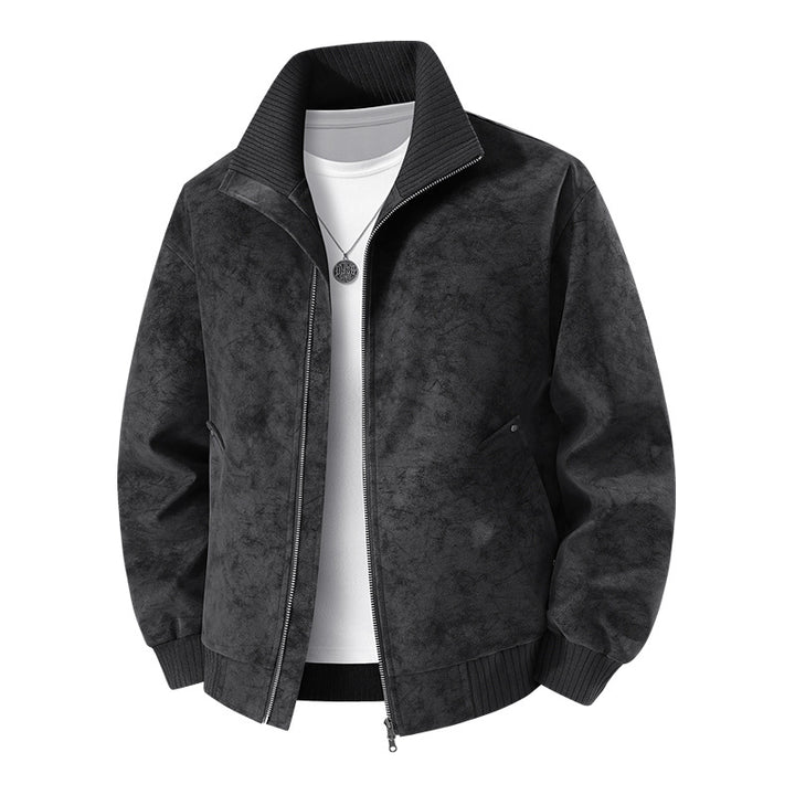 Herren Velours‑Imitat Bomberjacke mit Stehkragen, Thermofutter & Reißverschluss Drune