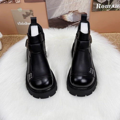 Damen Modische Stiefeletten mit Schnallen-Detail Drune