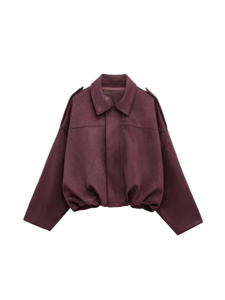 Damen Oversized Wildleder Utility Jacke Drune