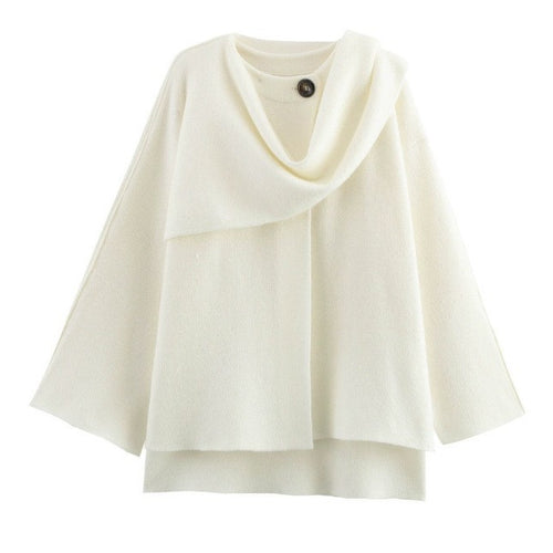 Damen eleganter Strickponcho mit asymmetrischem Schnitt und weich fließendem Material Drune