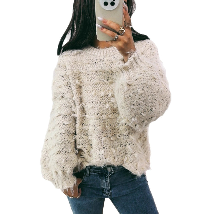 Damen kuscheliger Strickpullover mit strukturierter Oberfläche Drune