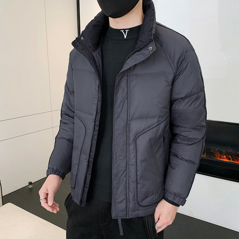 Herren Kurz geschnittene wattierte Steppjacke mit hohem Stehkragen Drune