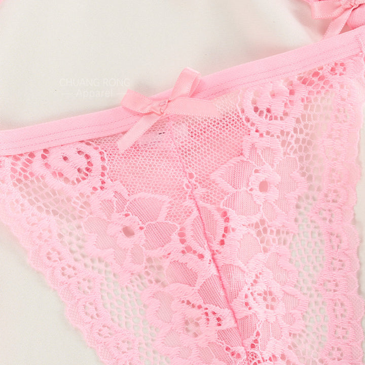 Damen verführerisches Spitzen-Corso-Set mit elastischen Riemen und zarten Details Drune