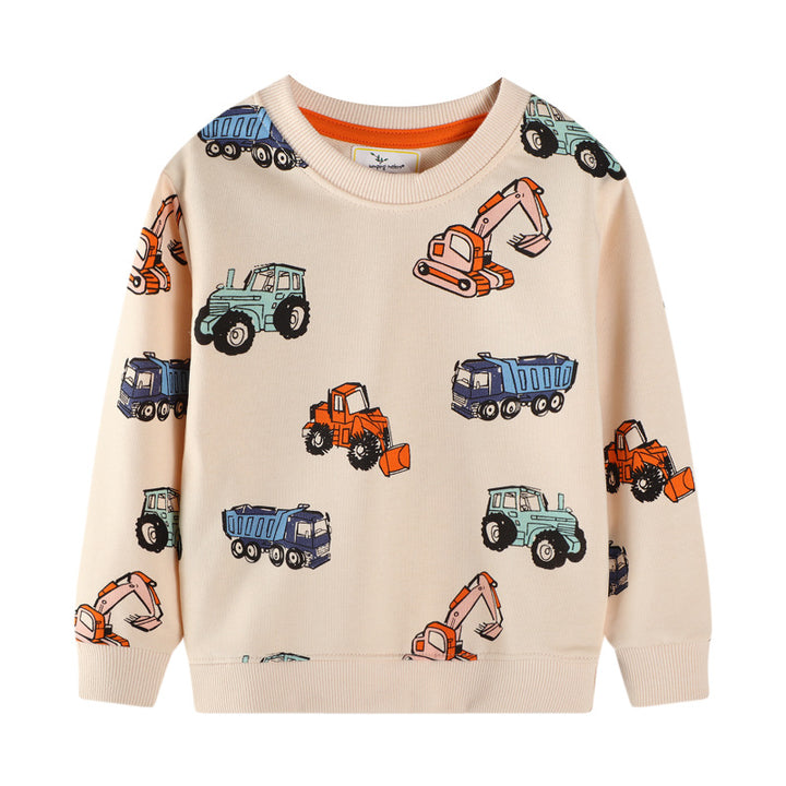 Unisex Sweatshirt mit bunten Baustellenfahrzeugen Drune