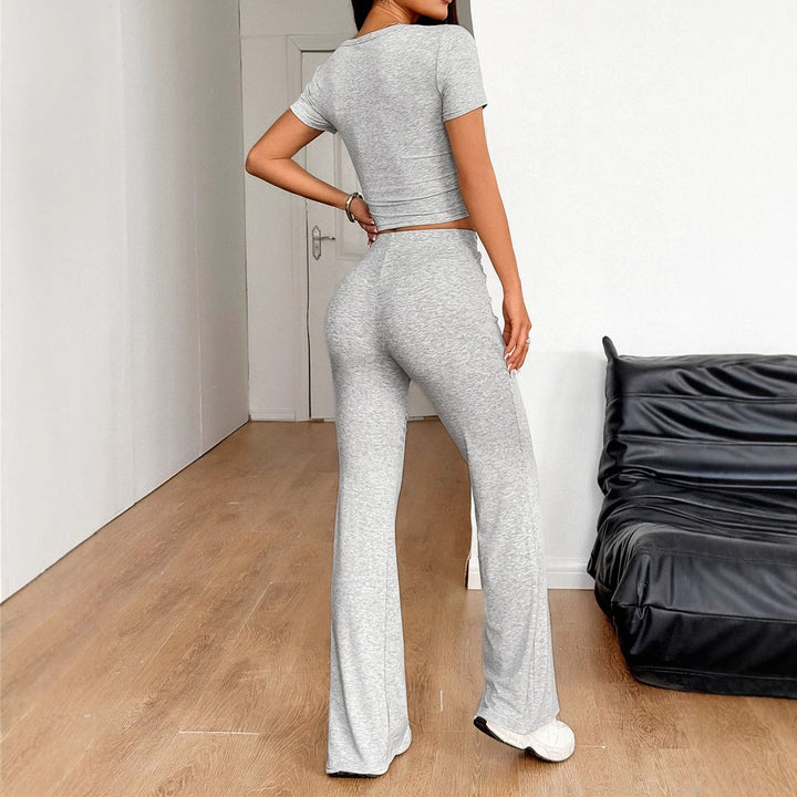 Damen Sportliches Zweiteiliges Freizeitset mit cropped Oberteil und weitem Hosenstil Drune