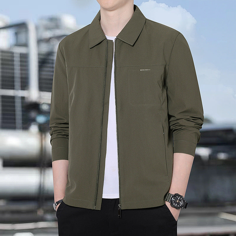 Herren leichte urbane Übergangsjacke mit Reißverschluss, Stehkragen und minimalistischem Design Drune