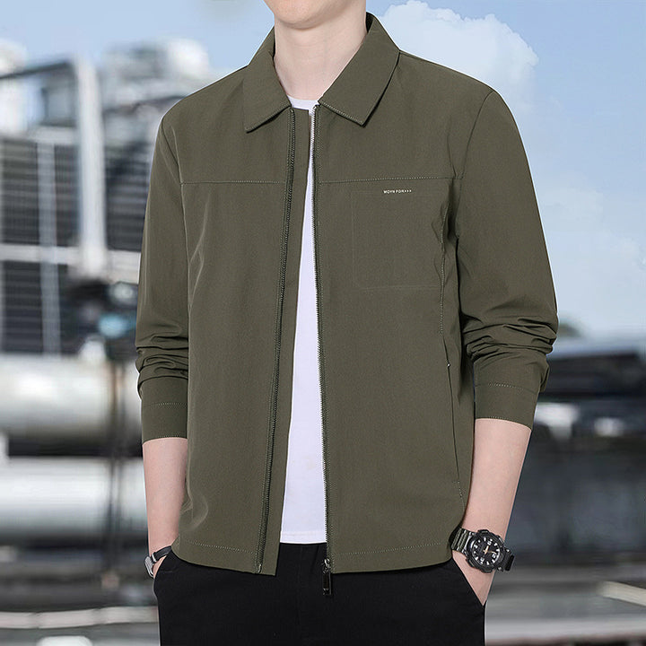 Herren leichte urbane Übergangsjacke mit Reißverschluss, Stehkragen und minimalistischem Design Drune