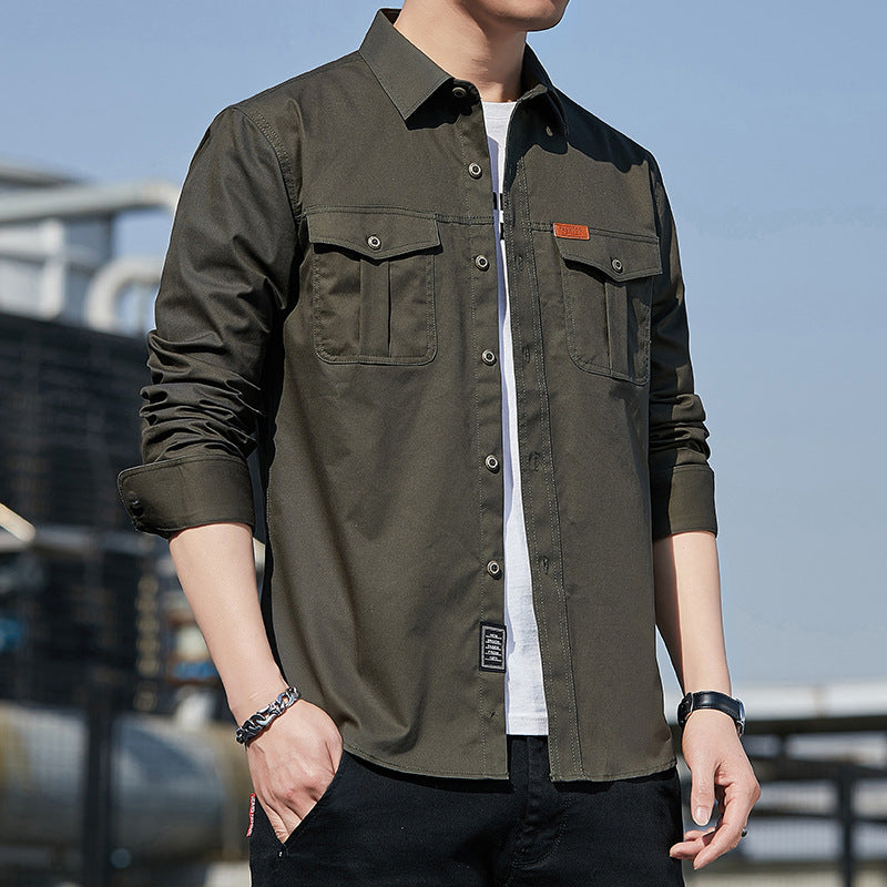 Herren Hemdjacke im Utility‑Stil mit Brustpattentaschen Drune