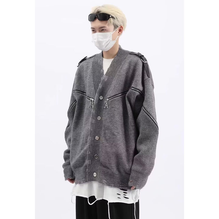 Herren Modische Strickjacke mit einzigartigem Design und Reißverschlüssen Drune
