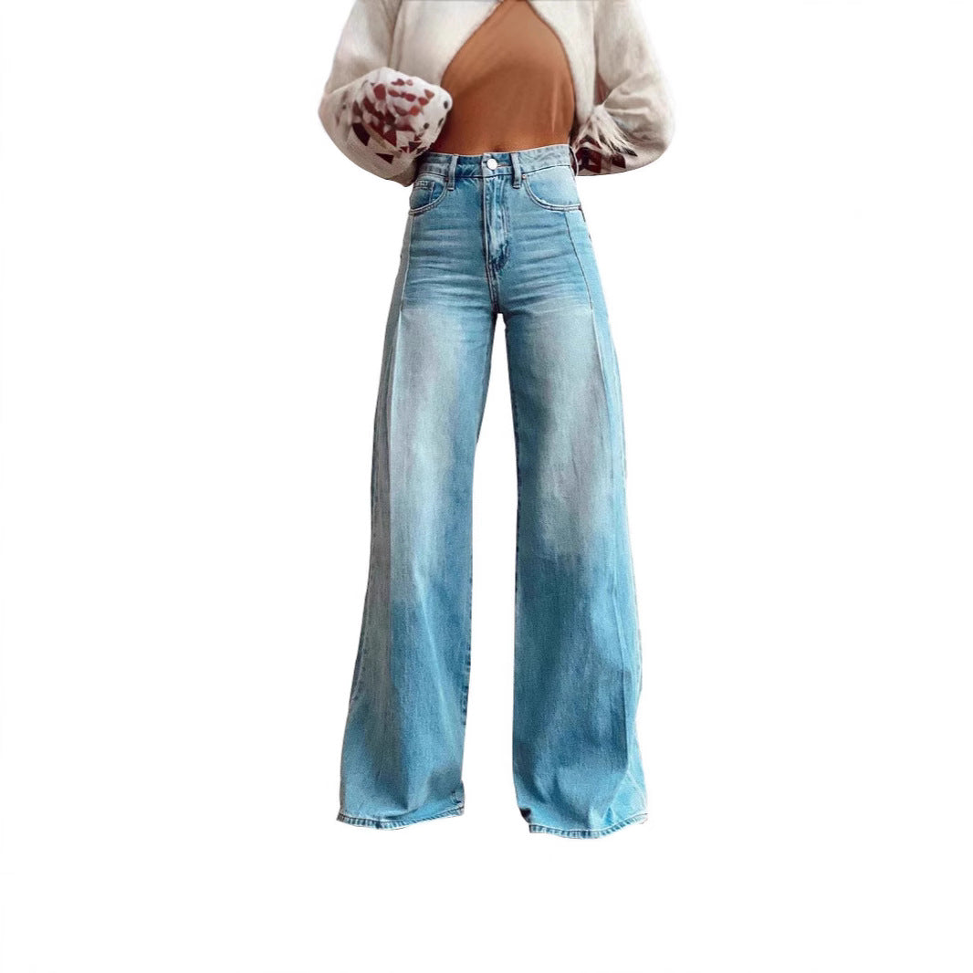 Damen Weite High-Waist Jeans im Urbanen Stil Drune