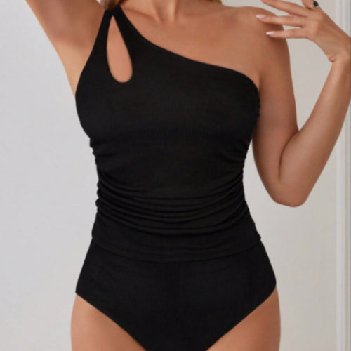 Damen Asymmetrischer Einteiler mit Raffung Drune