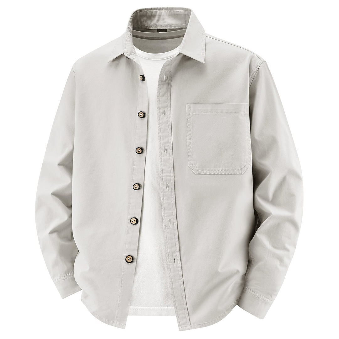 Herren lockere Overshirt-Jacke aus Baumwollmix mit Brusttasche und durchgehender Knopfleiste Drune