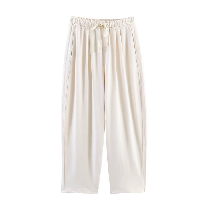Damen Loungewear-Set aus weichem Jersey mit überlappendem Layer-Top und elastischer Highwaist-Hose Drune