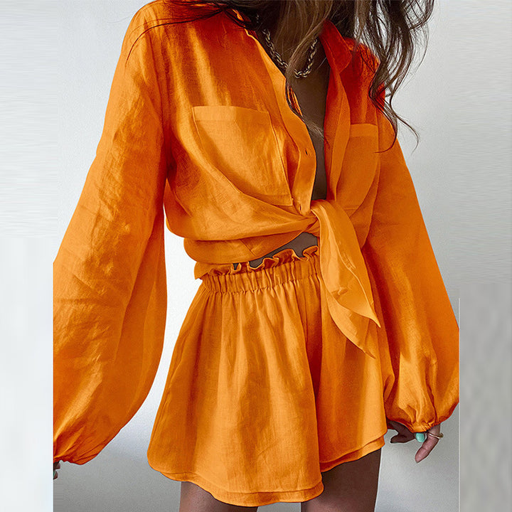 Damen Set mit innovativem Oberteil und Shorts Drune