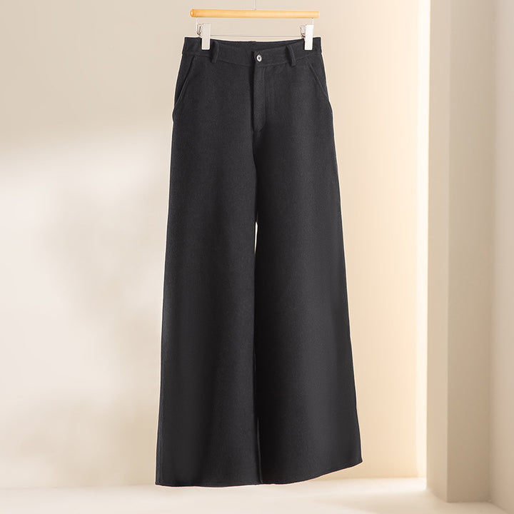 Damen Weite Wollhose mit hohem Bund und Taschen Drune