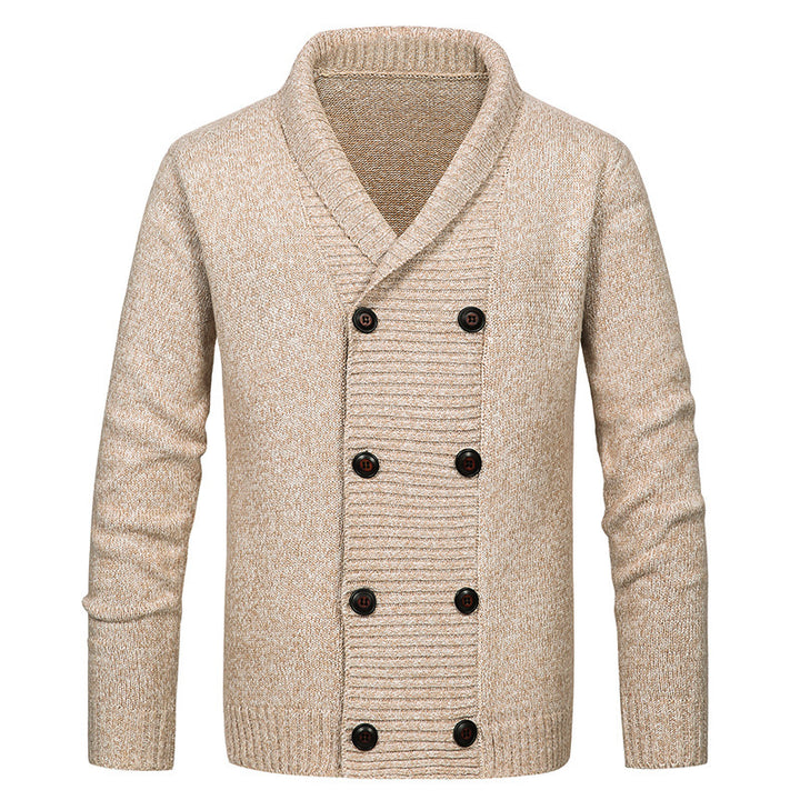 Herren hochwertige Strickjacke mit großem Revers und Knopfdetail Drune