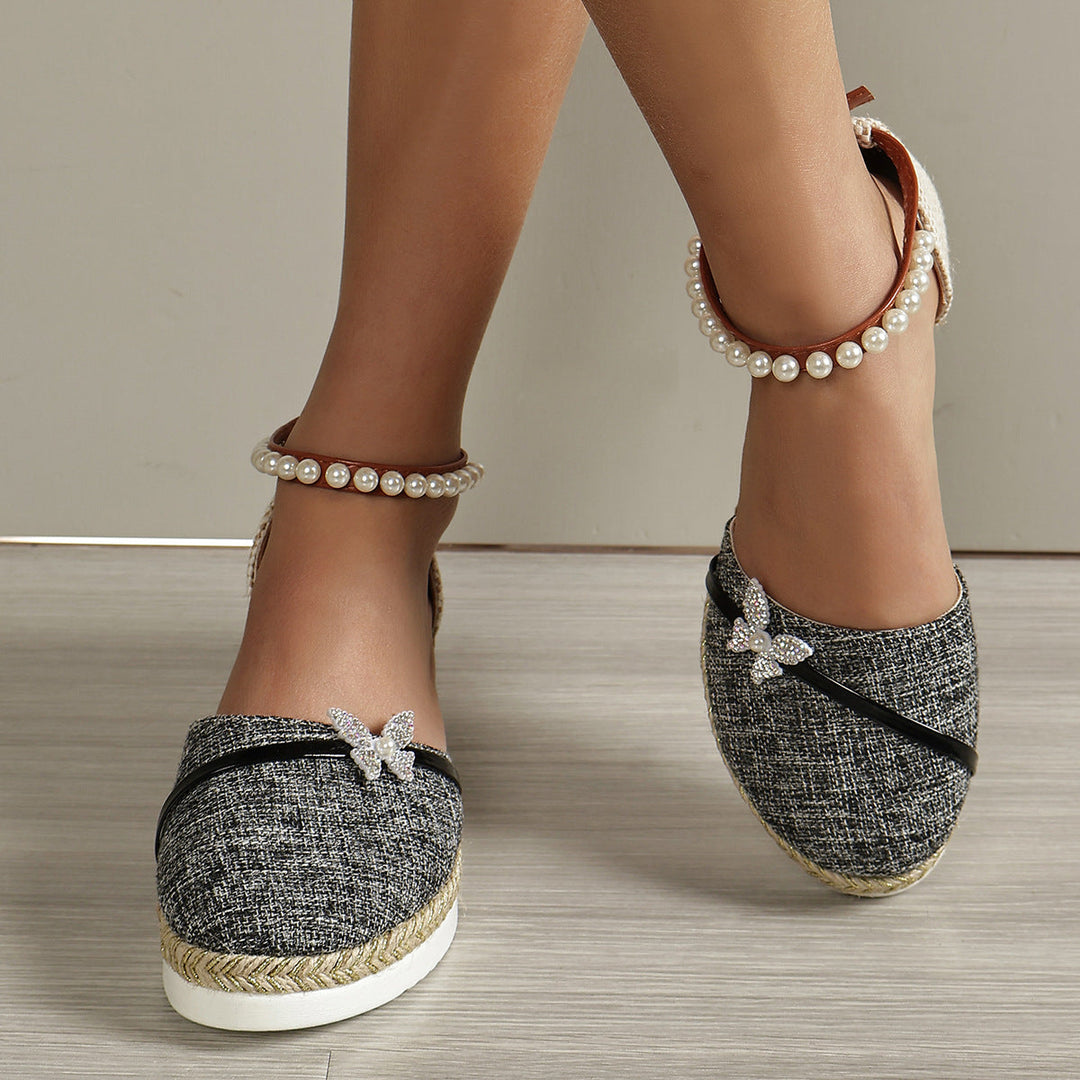 Damen Espadrilles mit funkelnden Schmetterlingsapplikationen Drune