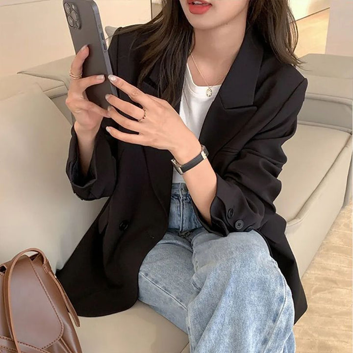 Damen oversize Blazer mit strukturiertem Stoff Drune