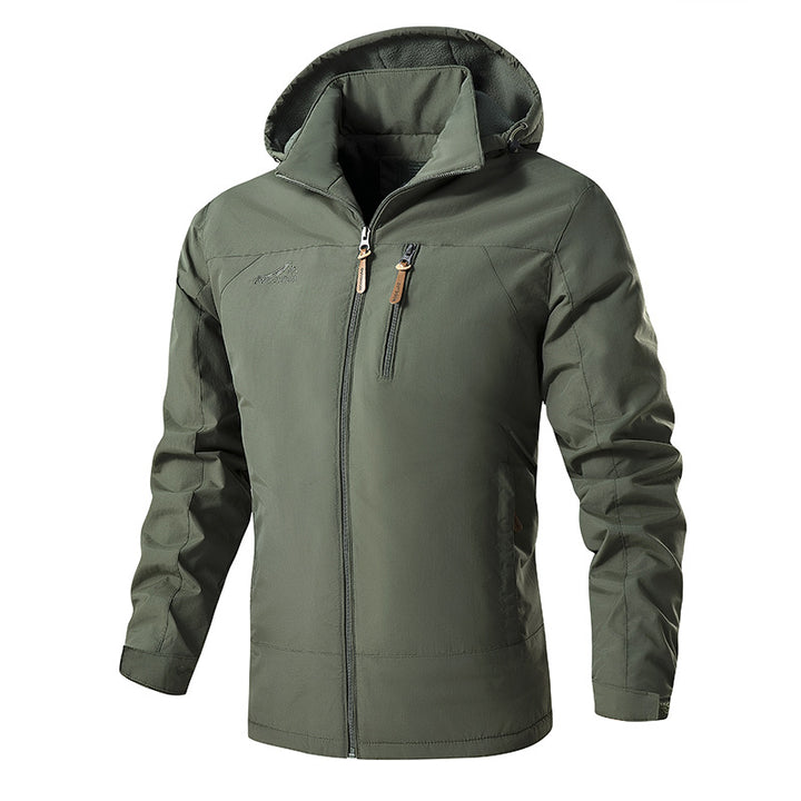 Herren Ultraleichte Softshell‑Hybridjacke mit verstellbarer Kapuze, wind‑ und wasserabweisender Membran Drune